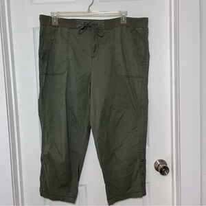 Women's Olive Green Khaki Stretch Drawstring Capris